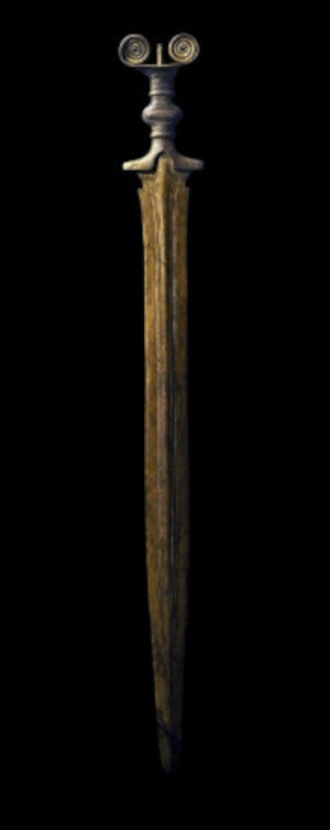 A Late Bronze Age sword with an antenna hilt of a type made in central Europe between about 1300 and 800 BC