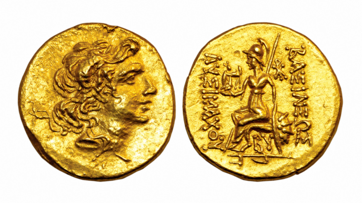 Gold Lysimachus-type stater, with the deified Alexander the Great on the obverse and Athena on the reverse
