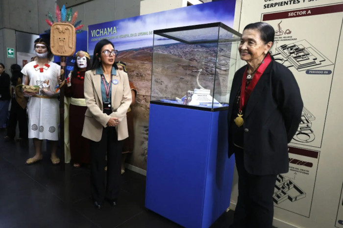 Ruth Shady Solís, director of the Caral Archaeological Zone at the opening ceremony. 