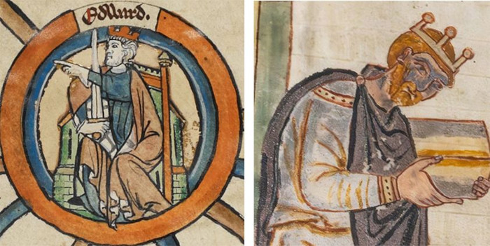 Portraits of Edward the Elder (British Library) and his son Æthelstan