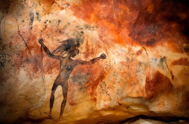 Cave painting of a woman hunting.  Source: Bernhard / Adobe Stock.
