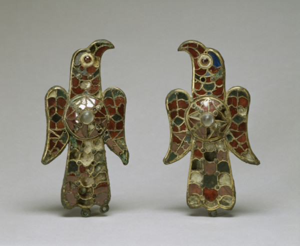 A pair of sixth-century Visigothic eagle fibulae found in southwestern Spain.
