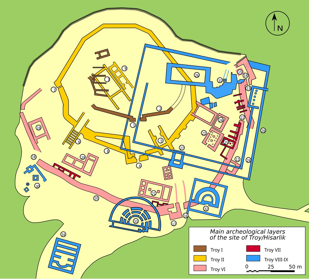 Plan of the archaeological site of Troy