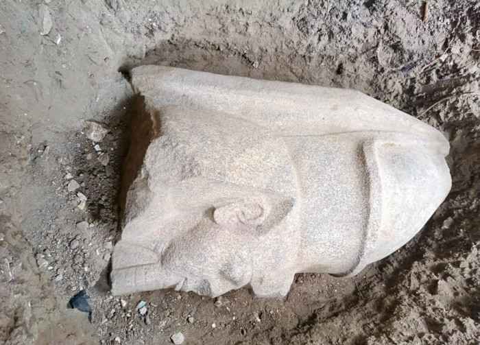 The second, smaller statue head that was found