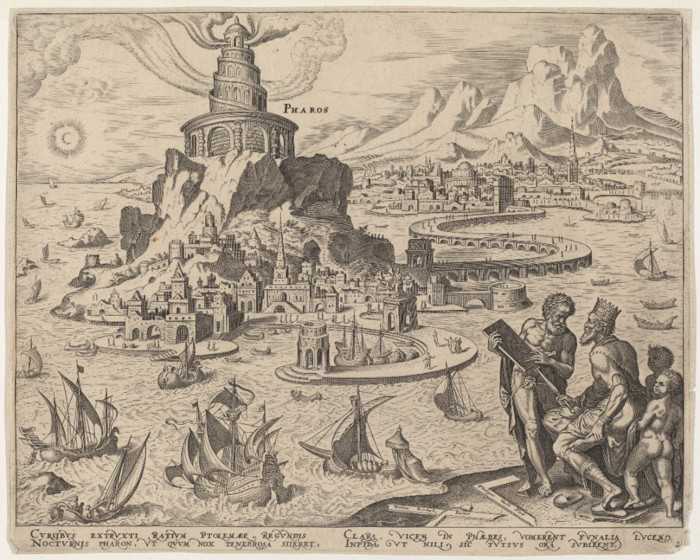 The Lighthouse at Alexandria drawing, Philip Galle