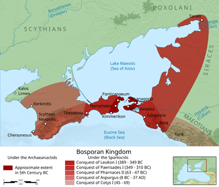 Map showing the growth of the Bosporan Kingdom